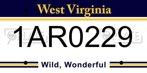 1AR0229 West Virginia License Plate