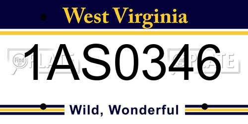 1AS0346 West Virginia License Plate