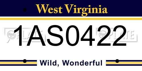 1AS0422 West Virginia License Plate