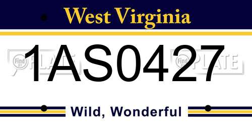 1AS0427 West Virginia License Plate