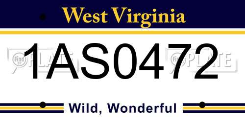 1AS0472 West Virginia License Plate