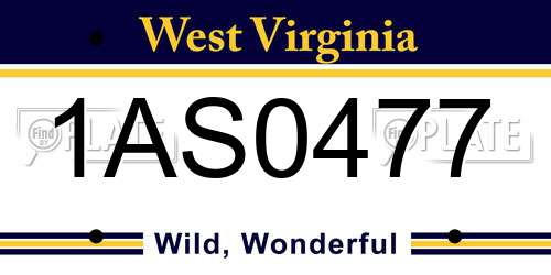 1AS0477 West Virginia License Plate