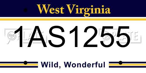 1AS1255 West Virginia License Plate