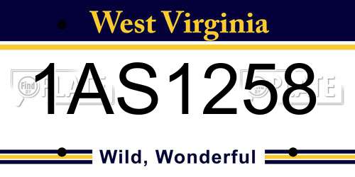 1AS1258 West Virginia License Plate