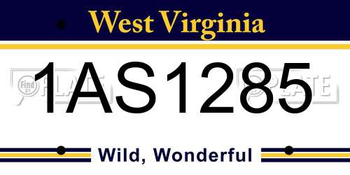 1AS1285 West Virginia License Plate