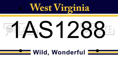 1AS1288 West Virginia License Plate