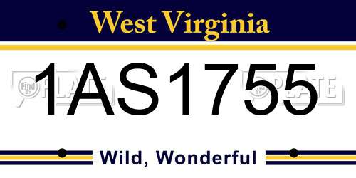 1AS1755 West Virginia License Plate