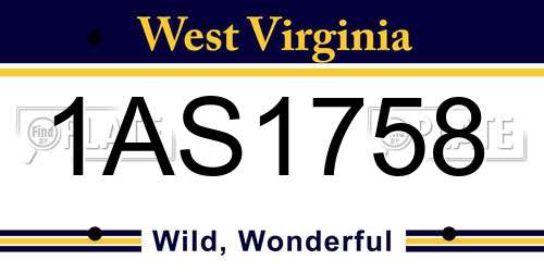 1AS1758 West Virginia License Plate