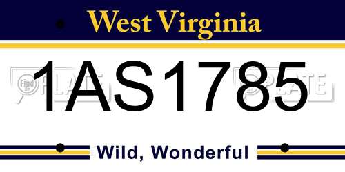 1AS1785 West Virginia License Plate