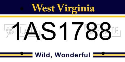 1AS1788 West Virginia License Plate