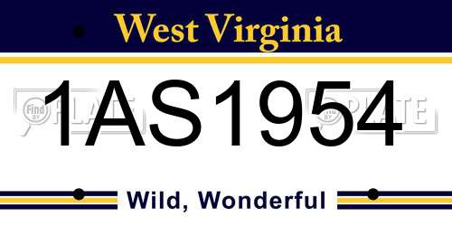 1AS1954 West Virginia License Plate