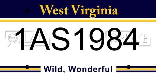1AS1984 West Virginia License Plate