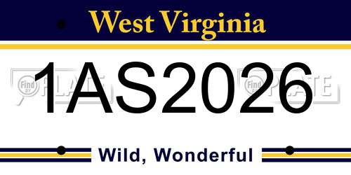 1AS2026 West Virginia License Plate
