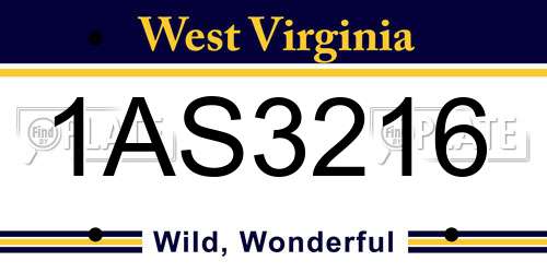 1AS3216 West Virginia License Plate