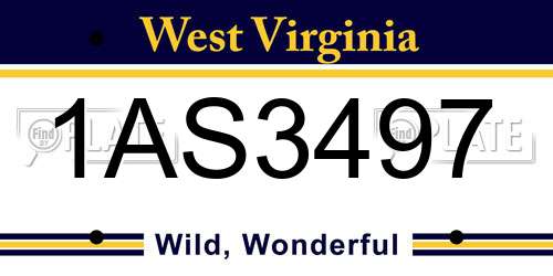 1AS3497 West Virginia License Plate