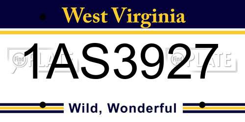 1AS3927 West Virginia License Plate