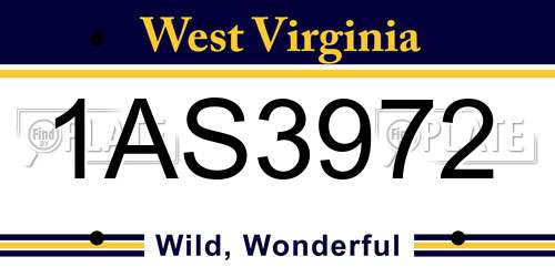1AS3972 West Virginia License Plate