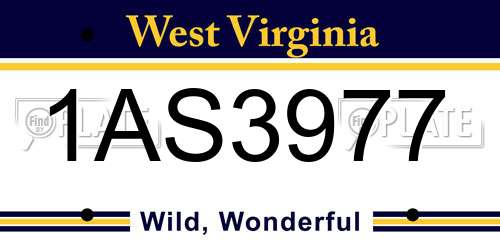 1AS3977 West Virginia License Plate