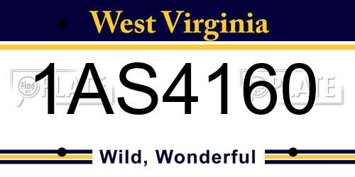 1AS4160 West Virginia License Plate