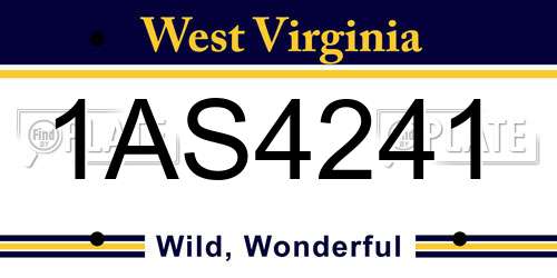 1AS4241 West Virginia License Plate