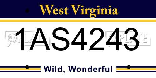 1AS4243 West Virginia License Plate