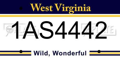 1AS4442 West Virginia License Plate