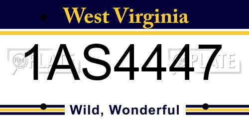 1AS4447 West Virginia License Plate