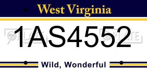 1AS4552 West Virginia License Plate
