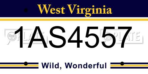 1AS4557 West Virginia License Plate