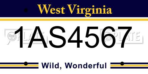 1AS4567 West Virginia License Plate