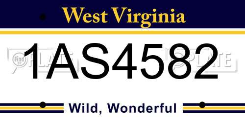 1AS4582 West Virginia License Plate