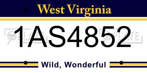 1AS4852 West Virginia License Plate