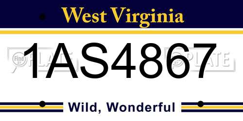 1AS4867 West Virginia License Plate
