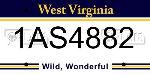 1AS4882 West Virginia License Plate