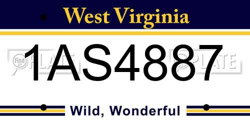 1AS4887 West Virginia License Plate