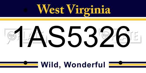 1AS5326 West Virginia License Plate
