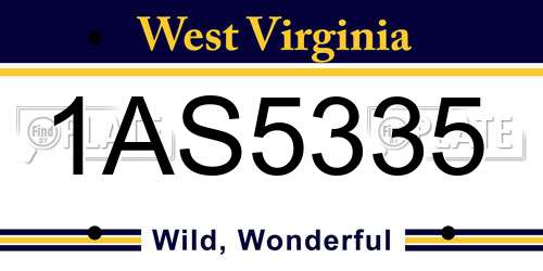 1AS5335 West Virginia License Plate