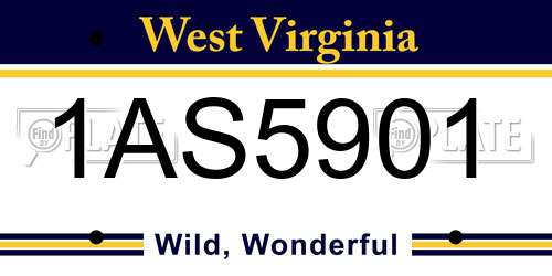 1AS5901 West Virginia License Plate