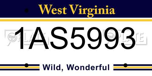 1AS5993 West Virginia License Plate