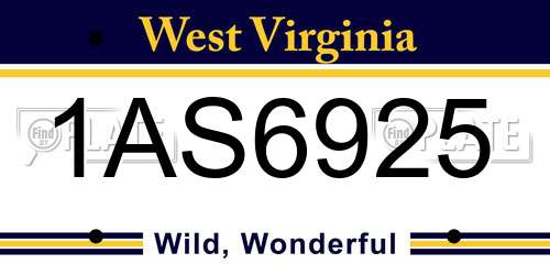 1AS6925 West Virginia License Plate