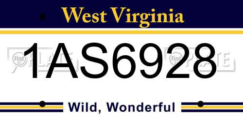 1AS6928 West Virginia License Plate