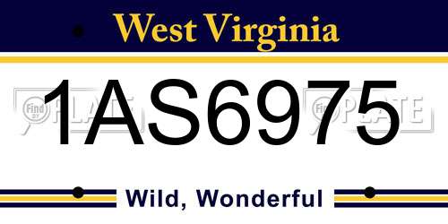 1AS6975 West Virginia License Plate
