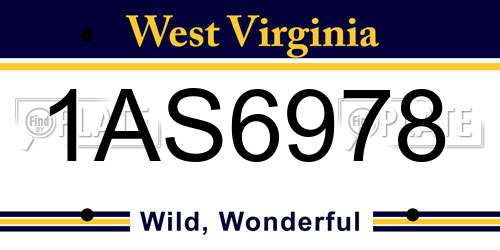 1AS6978 West Virginia License Plate