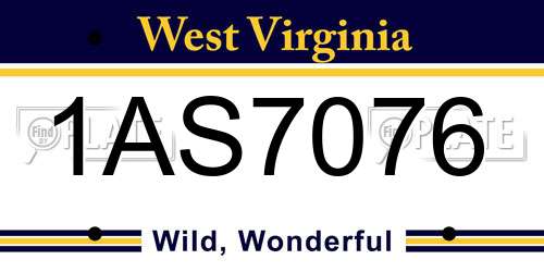 1AS7076 West Virginia License Plate