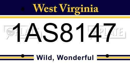 1AS8147 West Virginia License Plate