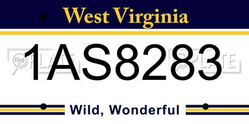 1AS8283 West Virginia License Plate