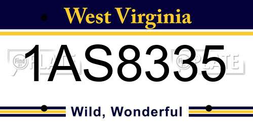 1AS8335 West Virginia License Plate