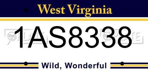 1AS8338 West Virginia License Plate
