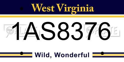 1AS8376 West Virginia License Plate