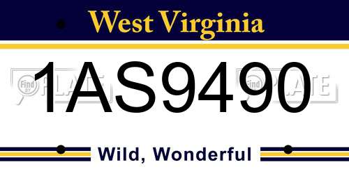 1AS9490 West Virginia License Plate